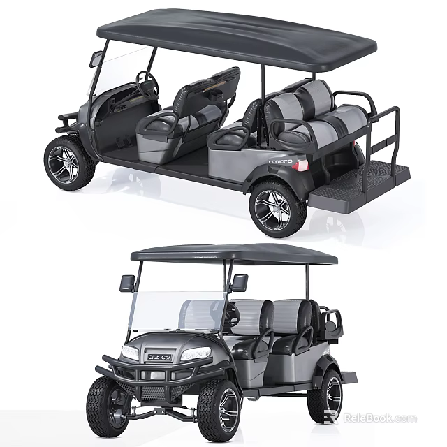 Two Modern Golf Carts With Different Designs 3d model