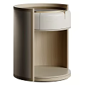 Modern Wooden Bedside Table With Round Shape Drawer And Open Shelf 3d model
