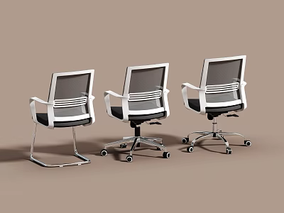 Modern Office Chair With Mesh Back White And Black Design And Wheels 3d model