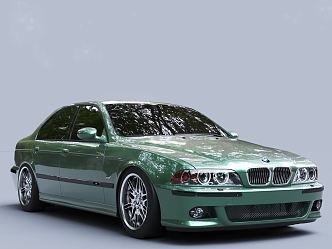 Green Car BMW Sedan 3d model