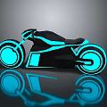 Sleek Futuristic Black Motorcycle With Blue Glowing Neon Lines And Reflection Design