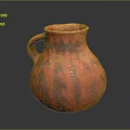 Hand Carved Ceramic Sculpture With Red Purple Glaze And Curved Handle Artistic Design