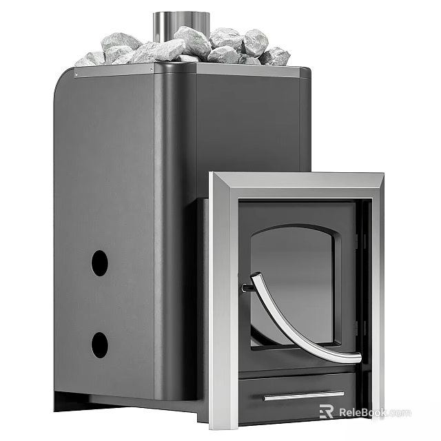 Sleek Modern Fireplace With Glass Door Metal Frame And Stylish Interior Design 3d model 