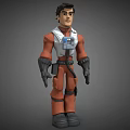 Game And Movie Character 3D Model With Orange Uniform White Vest And Gear 3d model
