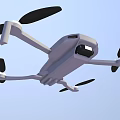 White Aerial Drone With Four Propellers And Camera For Aerial Photography 3d model