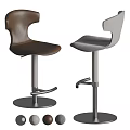 Modern Adjustable Bar Stools With Brown And Gray Leather Seats And Metal Frames