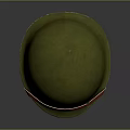 Vintage Green Military Helmet Design With Red Strap And Textured Surface