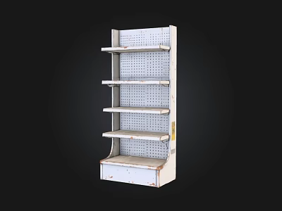 White Perforated Metal Storage Shelf With Multiple Tiers And Bottom Storage Compartment 3d model