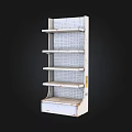 White Perforated Metal Storage Shelf With Multiple Tiers And Bottom Storage Compartment 3d model