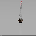 Space Rocket Model With Red Nose Cone Launch Tower And Base Stand 3d model