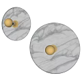 Elegant Marble Wall Lamps With Round Design And Gold Metal Details