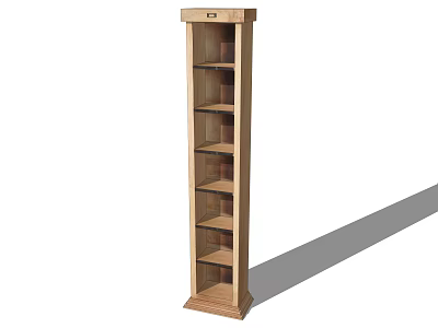 Tall Narrow Wooden Bookcase With Open Shelves Simple Modern Storage Design 3d model