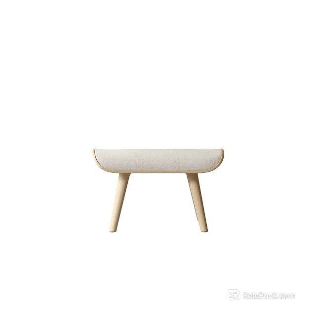 Modern Minimalist Shoe Bench Design With Wooden Legs And Upholstered Seat 3d model 