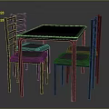 Modern Dining Table Set with Four Upholstered Chairs and Metal Frame for Home Dining Room