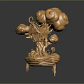 Golden Traditional Sculpture With Intricate Carvings Cloud Patterns And Dragon Shaped Ornate Base