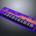 Stylish Purple Orange Computer Keyboard With Black White Keys And Control Buttons