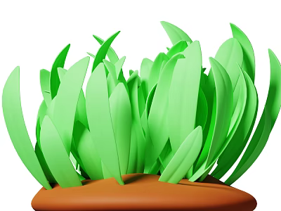 Green Leafy Plants with Long Broad Leaves Growing in Brown Soil Base 3d model