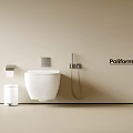 Poliform Modern White Wall Mounted Toilet With Toilet Brush Trash Bin And Control Panel