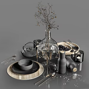Modern tableware high gray ornaments 3d model