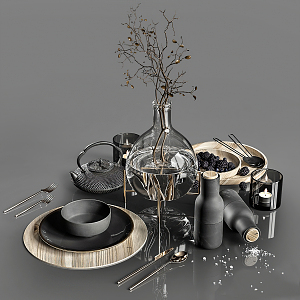 Modern tableware high gray ornaments 3d model