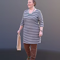 Elderly Woman In Black White Striped Dress Holding Brown Paper Bag Wearing Necklace And Bracelet