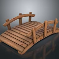 Handcrafted Rustic Wooden Bridge With Arch Design Curved Railings And Plank Surface