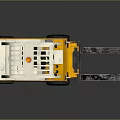 Yellow And White Forklift With Orange Top Light And Metal Front Forks