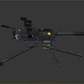 Military Machine Gun With Tripod Stand Optical Sight And Ammunition Box