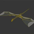 Detailed 3D Dragon Model With Blue Spread Wings And Yellow Accent Details