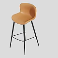 Modern Brown Leather Bar Stool with Black Metal Legs and Sleek Minimalist Design