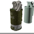 Military Smoke Grenades in Green and White with Fuse and Strap Design