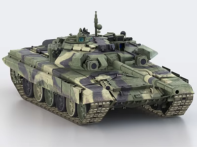 Modern Military Tank With Camouflage Design Turret Cannon And Tracks 3d model