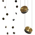 Elegant Modern Chandelier Featuring Multiple Hanging Metallic Discs In Brass Tone 3d model