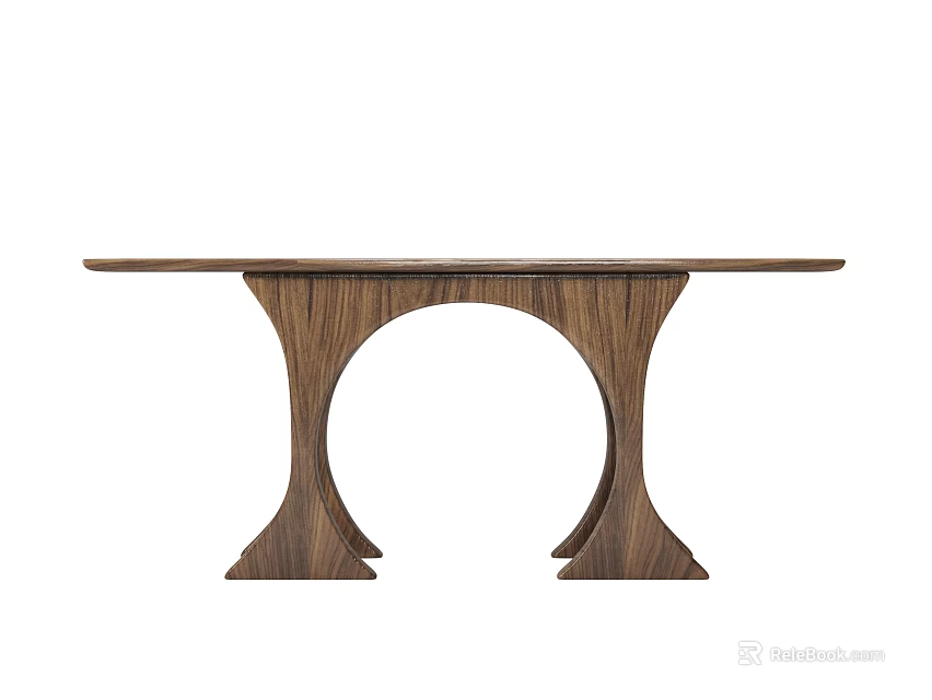 Wooden Dining Table With Unique Arch Shaped Legs And Simple Design 3d model 
