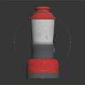 Red Lantern With White Body Black Base And Metal Carrying Handle