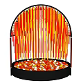 Celebration Event Entrance With Arched Structure Illuminated Let's Celebrate Sign And Colorful Balls Below