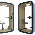 Modern Office Soundproof Work Booths With Glass Walls Desk Chair And Interior Design