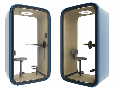 Modern Office Soundproof Work Booths With Glass Walls Desk Chair And Interior Design 3d model