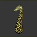 Giraffe 3D Model With Long Neck Yellow Brown Spots And Gray Background
