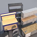 Essential Public Facilities Featuring Bookshelves Cabinets Tables Chairs And Shelving Units 3d model