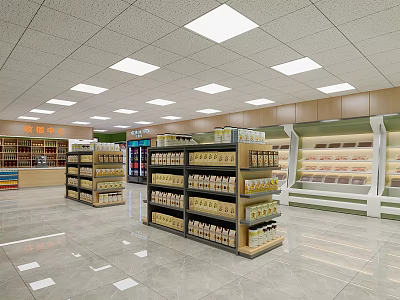 Brightly Lit Supermarket Department Store With Shelves Products Refrigerated Displays And Organized Layout 3d model