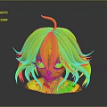 Female Head Model With White Short Hair Red Eyeshadow Green Eyes And Blushing Cheeks