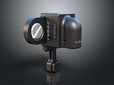 Black Electronic Security Device With CRAFT LIGHT Square Body And Round Lens Stand 3d model