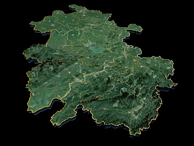 Satellite map of Anhui Province Landform Anhui Province Land Plot Anhui Landform Anhui Land Plot Anhui 3D model 3d model