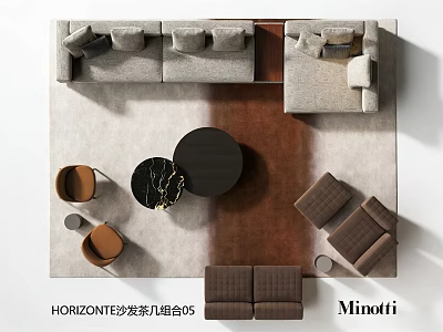 Modern Living Room Interior Design With Horizonte Sofa Coffee Table And Minotti 3d model