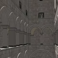 Ancient Architecture Interior Featuring Stone Walls Arches Columns And Intricate Carvings