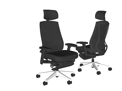 Ergonomic Black Office Chairs With Headrests Adjustable Seats And Rolling Wheels 3d model