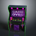 Vintage Arcade Machine Design With Game Over Screen Joysticks And Buttons