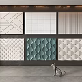 Modern hard bag background wall panel carved hard bag 3d model