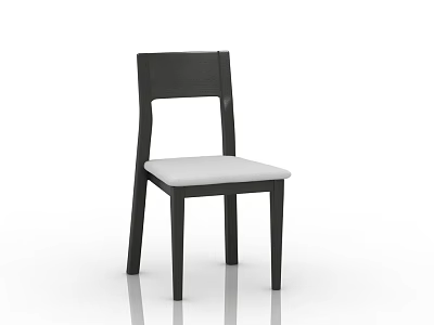 Modern Dining Chair With Black Frame And White Cushion Sleek Design 3d model